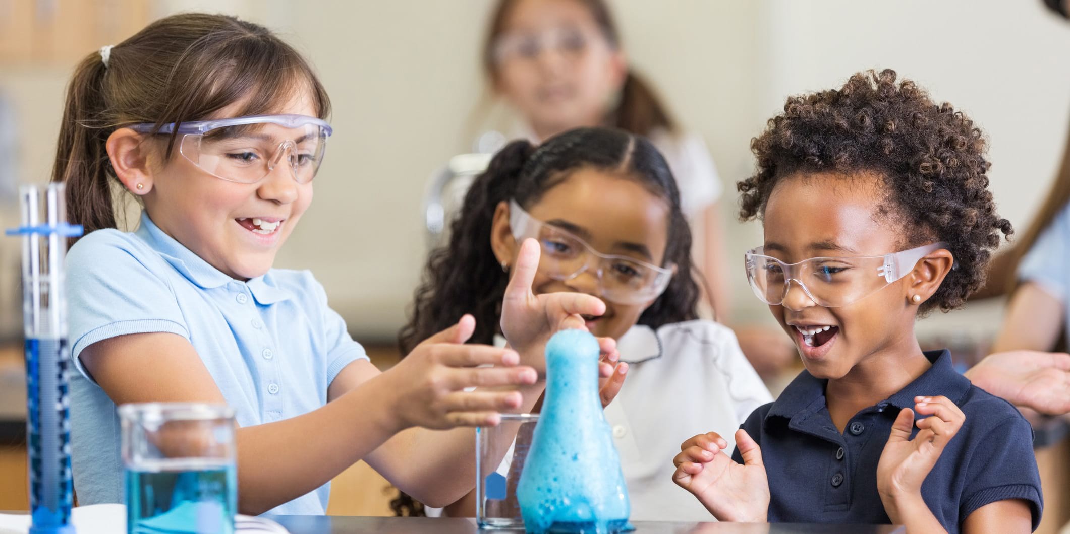 Students and science experiment